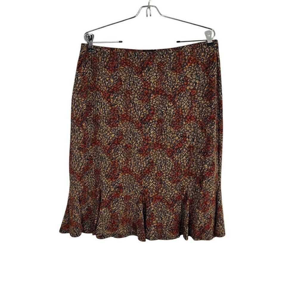 Colorful Animal Print Ruffle Skirt Orange PL Mob Wife Earthy Neutral Boho Indie